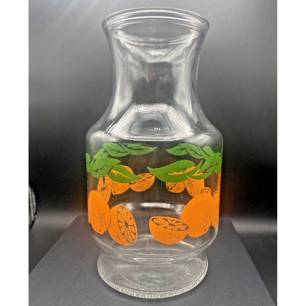 Anchor Hocking MCM Vintage Orange Fruit Juice Decanter Carafe Glass Pitcher